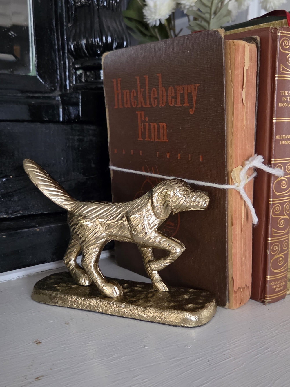 Vintage Solid Brass Setter Dog Statue Figure Home Decoration 6" Felted Base